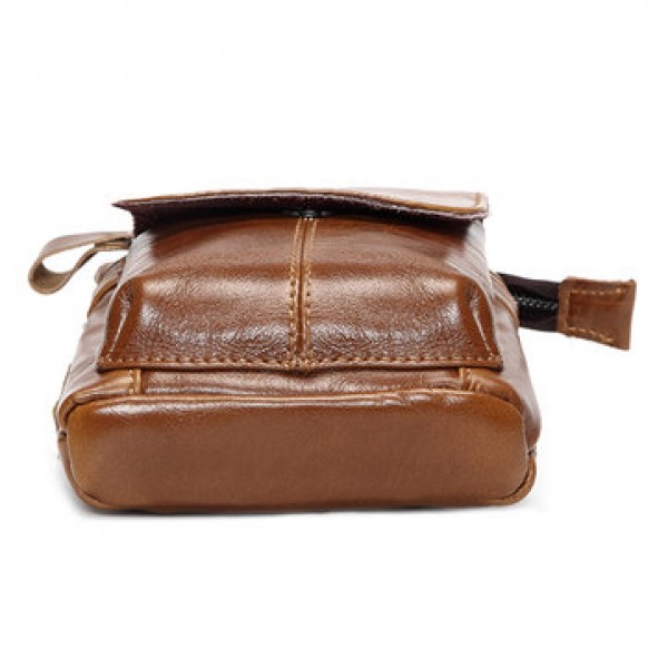 7inch Cell Phone Waist Bag Men Retro Genuine Leather Camera Waist Bag