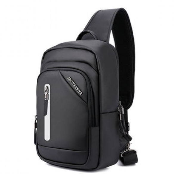Men Chest Pack Shoulder Bag Business Leisure Crossbody Bags with External USB Charging Port