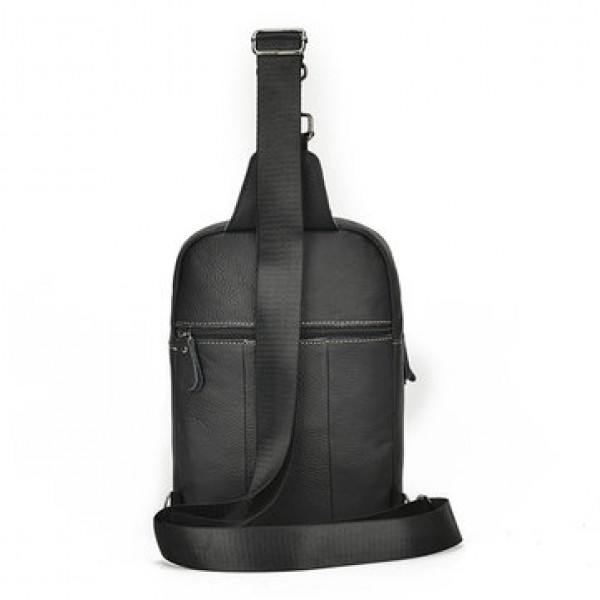 Cowhide Men Cross Body Sling Chest Bags Large Capacity Daypack