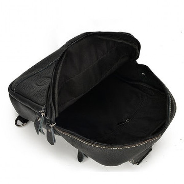 Cowhide Men Cross Body Sling Chest Bags Large Capacity Daypack