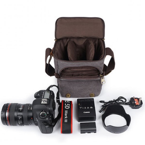 Canvas With Leather Water Resistant Casual Travel Camera Bag Crossboby Bag For Men