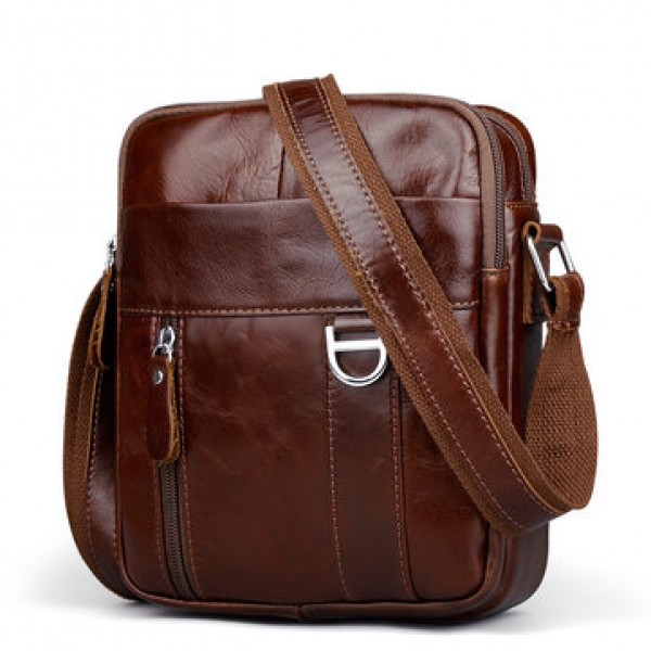 Brown Genuine Leather Shoulder Bag Messenger Crossbody Briefcase Sling Bag for ipad Mini