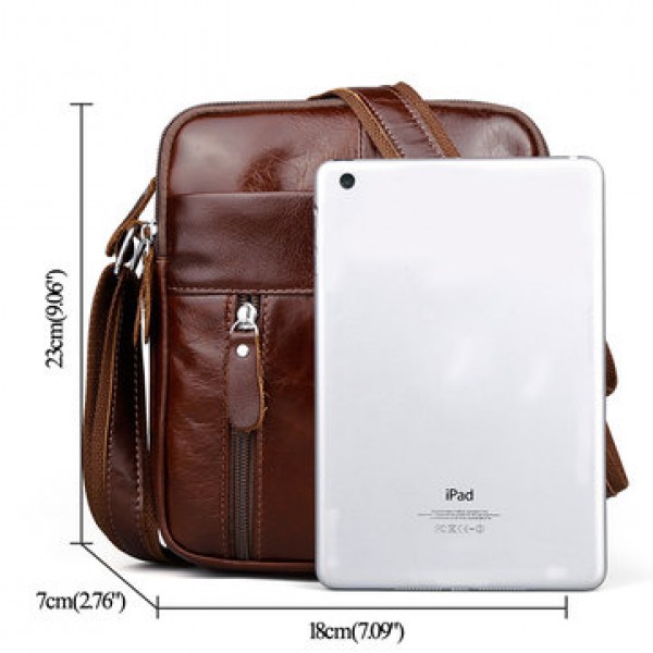 Brown Genuine Leather Shoulder Bag Messenger Crossbody Briefcase Sling Bag for ipad Mini