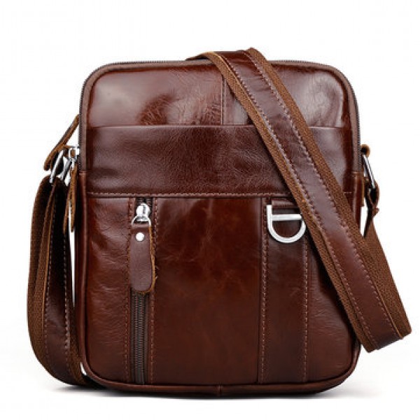 Brown Genuine Leather Shoulder Bag Messenger Cross...