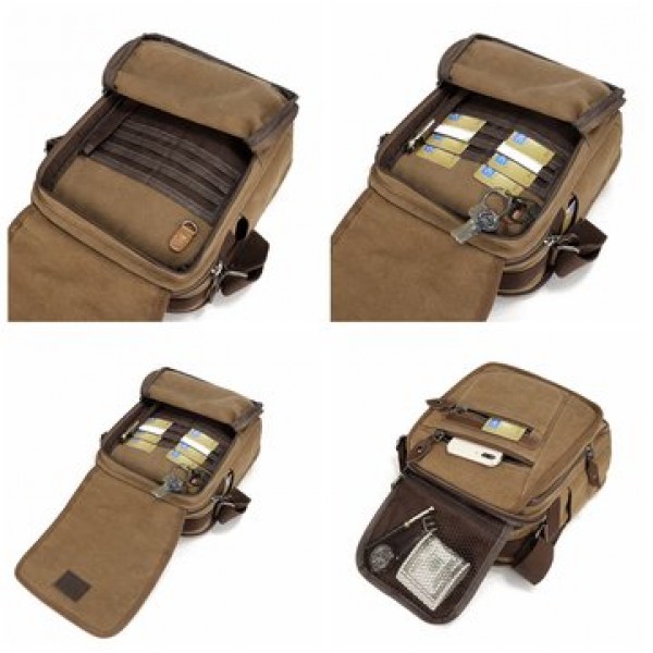 Ekphero Men Retro Genuine Leather 6 Inch Phone Bag Waist Bag Shoulder Crossbody Bag