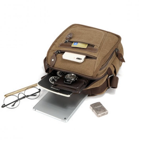 Ekphero Men Retro Genuine Leather 6 Inch Phone Bag Waist Bag Shoulder Crossbody Bag