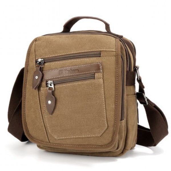Ekphero Men Retro Genuine Leather 6 Inch Phone Bag Waist Bag Shoulder Crossbody Bag