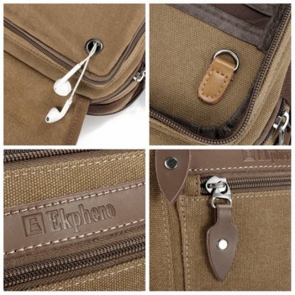 Ekphero Men Retro Genuine Leather 6 Inch Phone Bag Waist Bag Shoulder Crossbody Bag