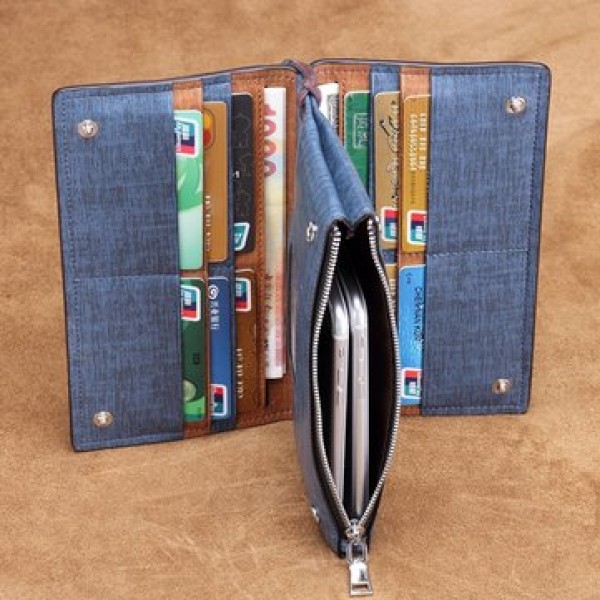 Men Multifunctional Big Cpapcity Business Zipper Portable Wallet