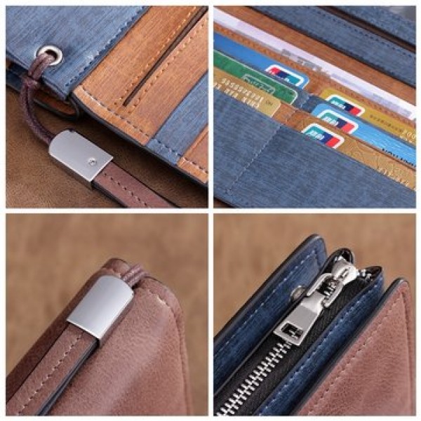 Men Multifunctional Big Cpapcity Business Zipper Portable Wallet