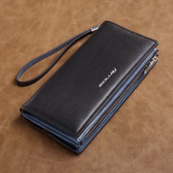 Men Multifunctional Big Cpapcity Business Zipper Portable Wallet