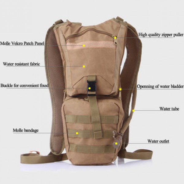 Men Nylon C amelbak Backpack Tactical Hydration Pack with 3L Bladder for Hiking, Biking, Climbing