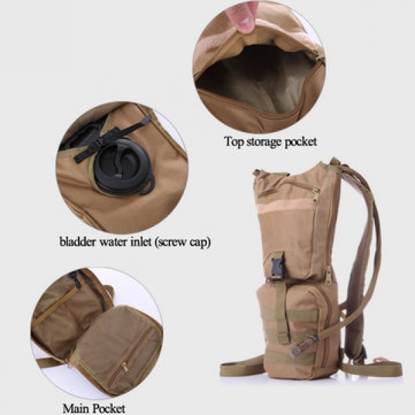 Men Nylon C amelbak Backpack Tactical Hydration Pack with 3L Bladder for Hiking, Biking, Climbing