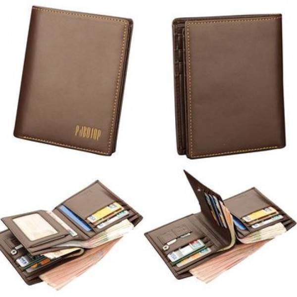 PABOJOE Genuine Cow Leather Wallet Multifunctional Vintage Short Purse
