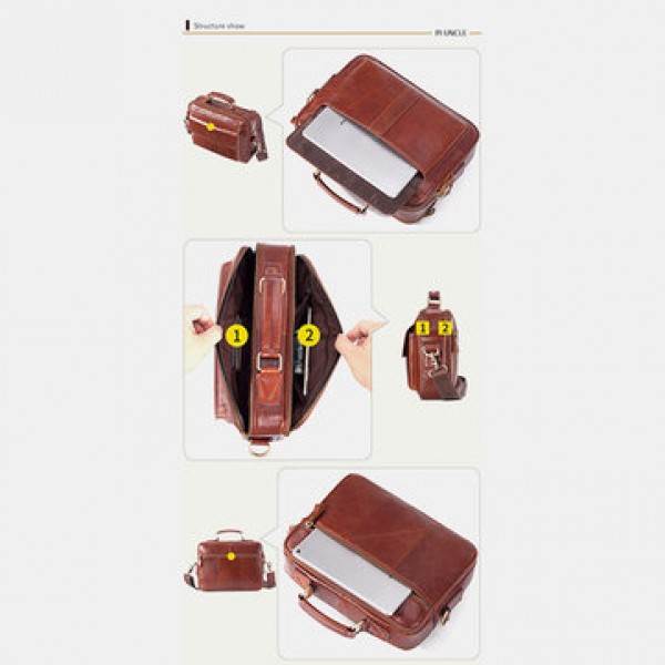 Men Genuine Leather Business Bag Handbag Shoulder Bag Crossbody Bag