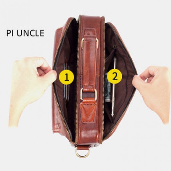 Men Genuine Leather Business Bag Handbag Shoulder Bag Crossbody Bag