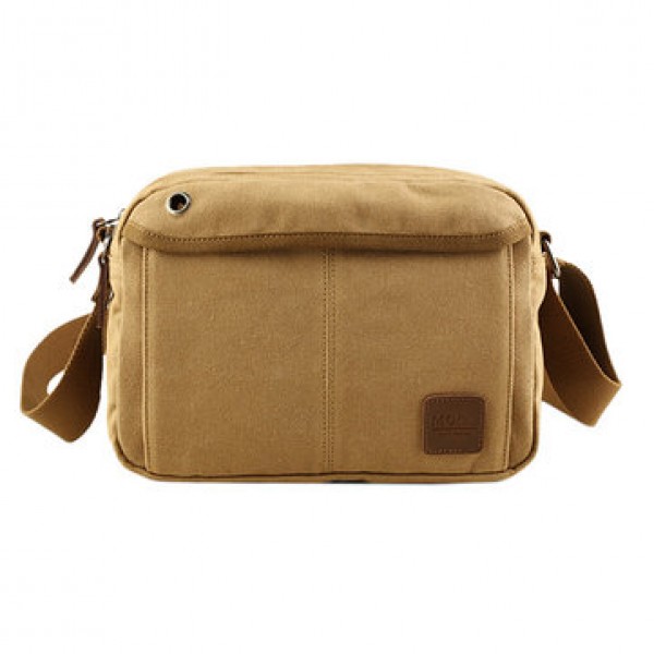 Men Canvas Vintage Leisure Crossbody Bag Solid Hor...