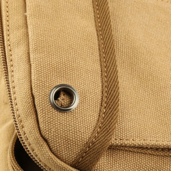Men Canvas Vintage Leisure Crossbody Bag Solid Horizontal Shoulder Bag Weekend Bag