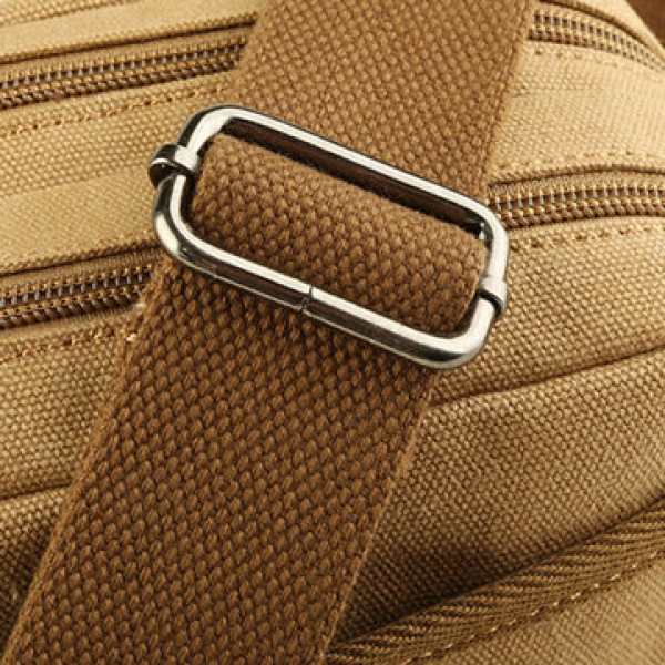 Men Canvas Vintage Leisure Crossbody Bag Solid Horizontal Shoulder Bag Weekend Bag