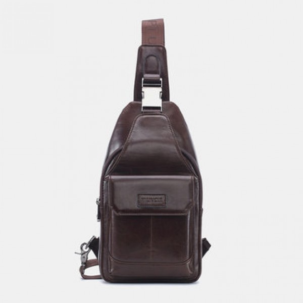 Men Genuine Leather Anti-Theft Messenger Bag Crossbody Bag Chest Bag