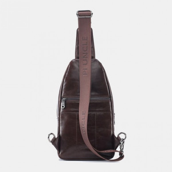 Men Genuine Leather Anti-Theft Messenger Bag Crossbody Bag Chest Bag