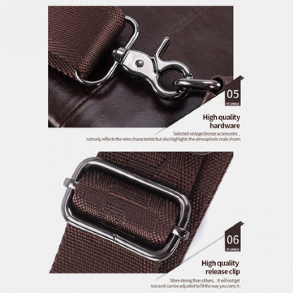 Men Genuine Leather Anti-Theft Messenger Bag Crossbody Bag Chest Bag