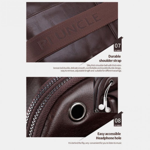 Men Genuine Leather Anti-Theft Messenger Bag Crossbody Bag Chest Bag