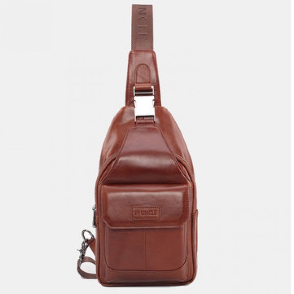 Men Genuine Leather Anti-Theft Messenger Bag Cross...