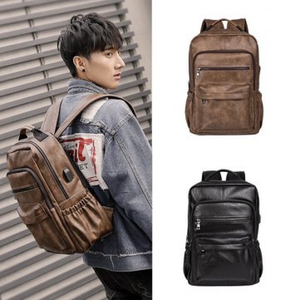 Faux Leather Laptop Bag Backpack Shoulder Bag For Men