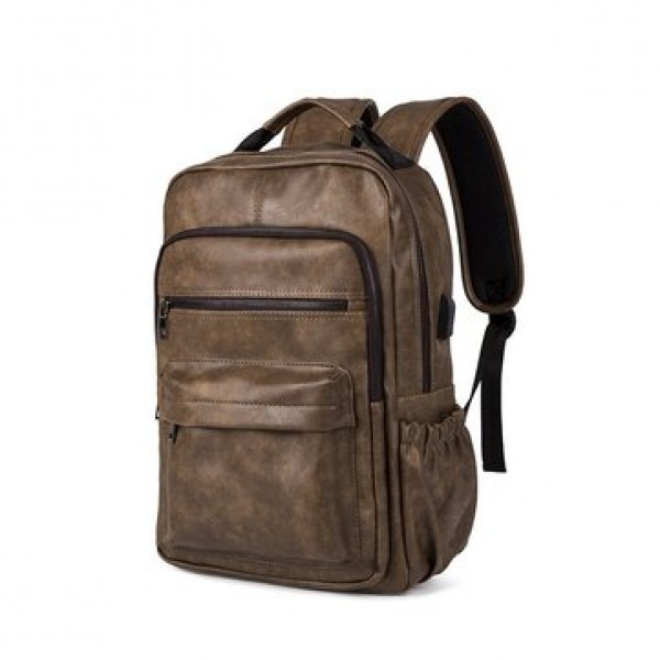Faux Leather Laptop Bag Backpack Shoulder Bag For Men