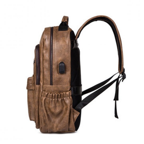Faux Leather Laptop Bag Backpack Shoulder Bag For Men