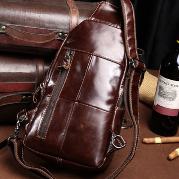 Genuine Leather Alligator Vintage Crossbody Bag Chest Bag For Men