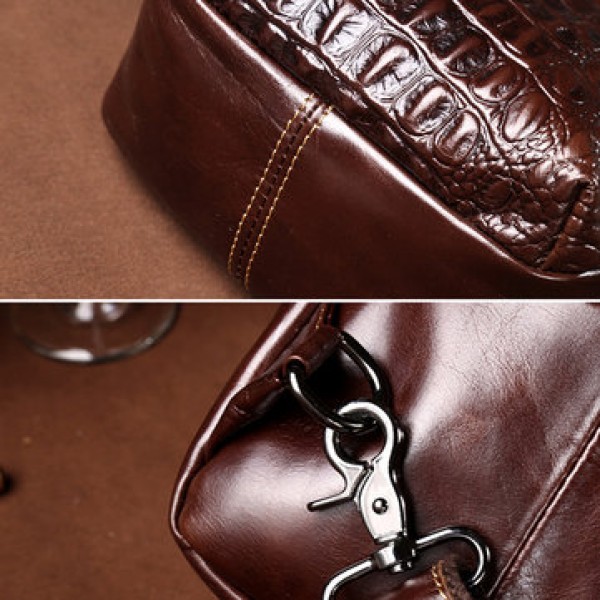 Genuine Leather Alligator Vintage Crossbody Bag Chest Bag For Men