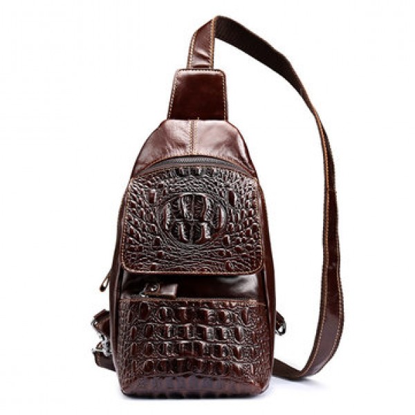 Genuine Leather Alligator Vintage Crossbody Bag Ch...