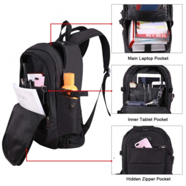 Men Women Large Capacity Fashion Anti-Theft USB Backpack Outdoor Travel Bag