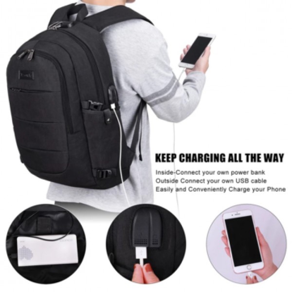 Men Women Large Capacity Fashion Anti-Theft USB Backpack Outdoor Travel Bag