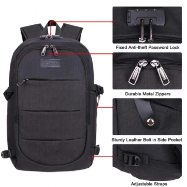 Men Women Large Capacity Fashion Anti-Theft USB Backpack Outdoor Travel Bag