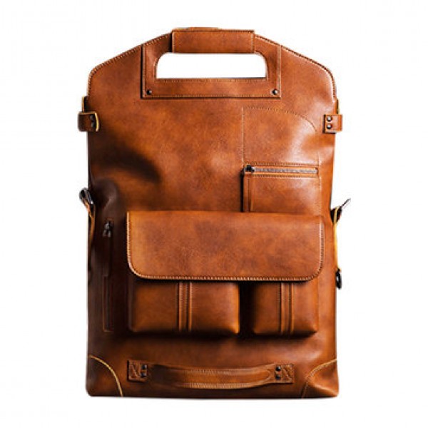 Ekphero Men Handbag Casual Multifunction Backpack Solid Crossbody Bag