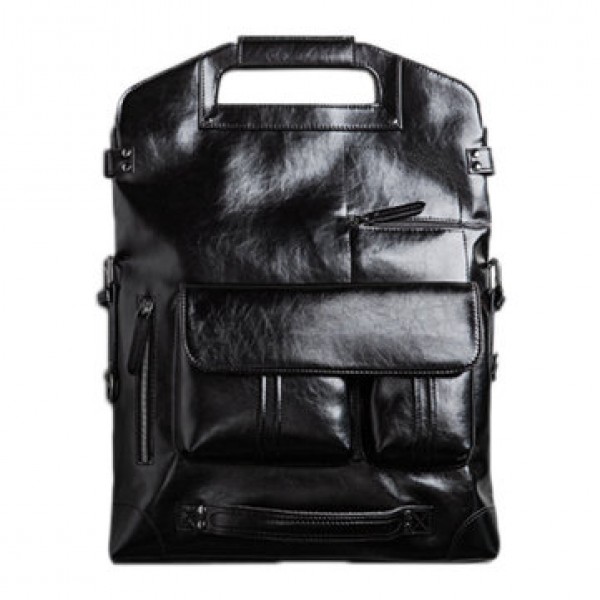 Ekphero Men Handbag Casual Multifunction Backpack Solid Crossbody Bag