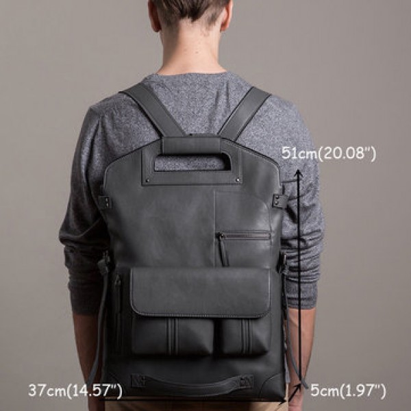 Ekphero Men Handbag Casual Multifunction Backpack Solid Crossbody Bag