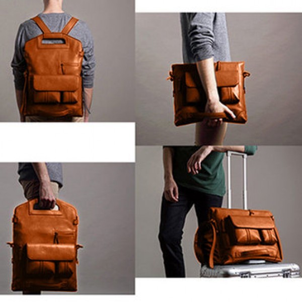 Ekphero Men Handbag Casual Multifunction Backpack Solid Crossbody Bag