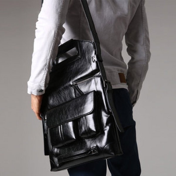Ekphero Men Handbag Casual Multifunction Backpack Solid Crossbody Bag