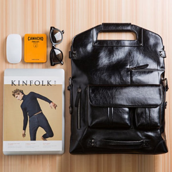 Ekphero Men Handbag Casual Multifunction Backpack Solid Crossbody Bag