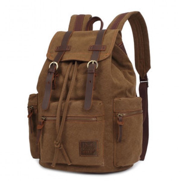 KAUKKO Canvas Genuine Leather Outdoor Big Capacity...