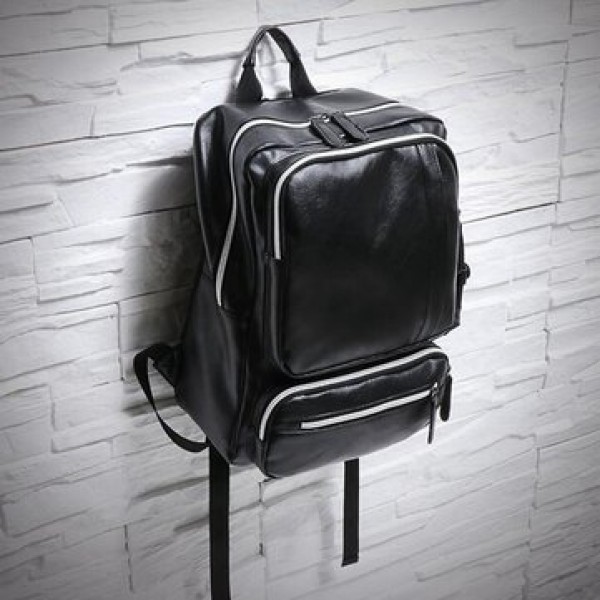 Men Large Capacity PU Leather Casual Multifunction Fashion Laptop Backpack Outdoor Travel Bag