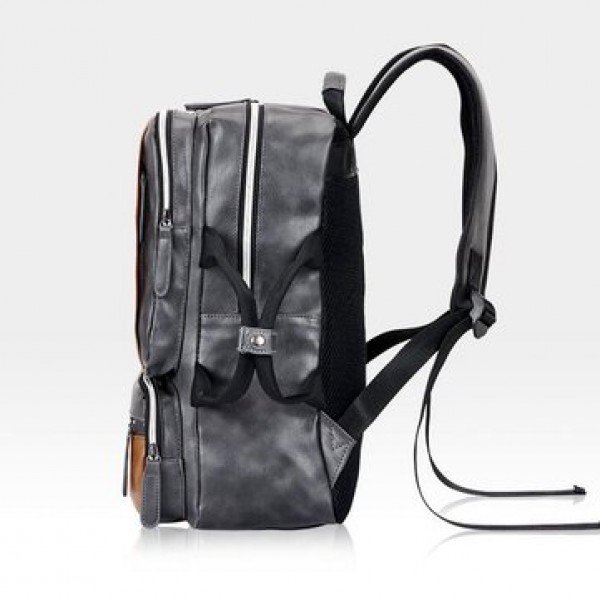 Men Large Capacity PU Leather Casual Multifunction Fashion Laptop Backpack Outdoor Travel Bag