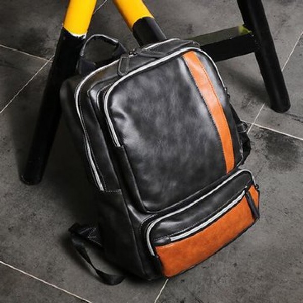 Men Large Capacity PU Leather Casual Multifunction Fashion Laptop Backpack Outdoor Travel Bag