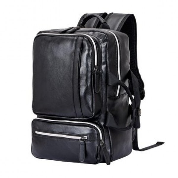 Men Large Capacity PU Leather Casual Multifunction Fashion Laptop Backpack Outdoor Travel Bag