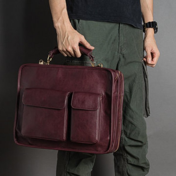 Ekphero Men Faux Leather Business Bag Messenger Bag Handbag Office Work