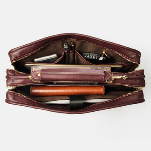Ekphero Men Faux Leather Business Bag Messenger Bag Handbag Office Work